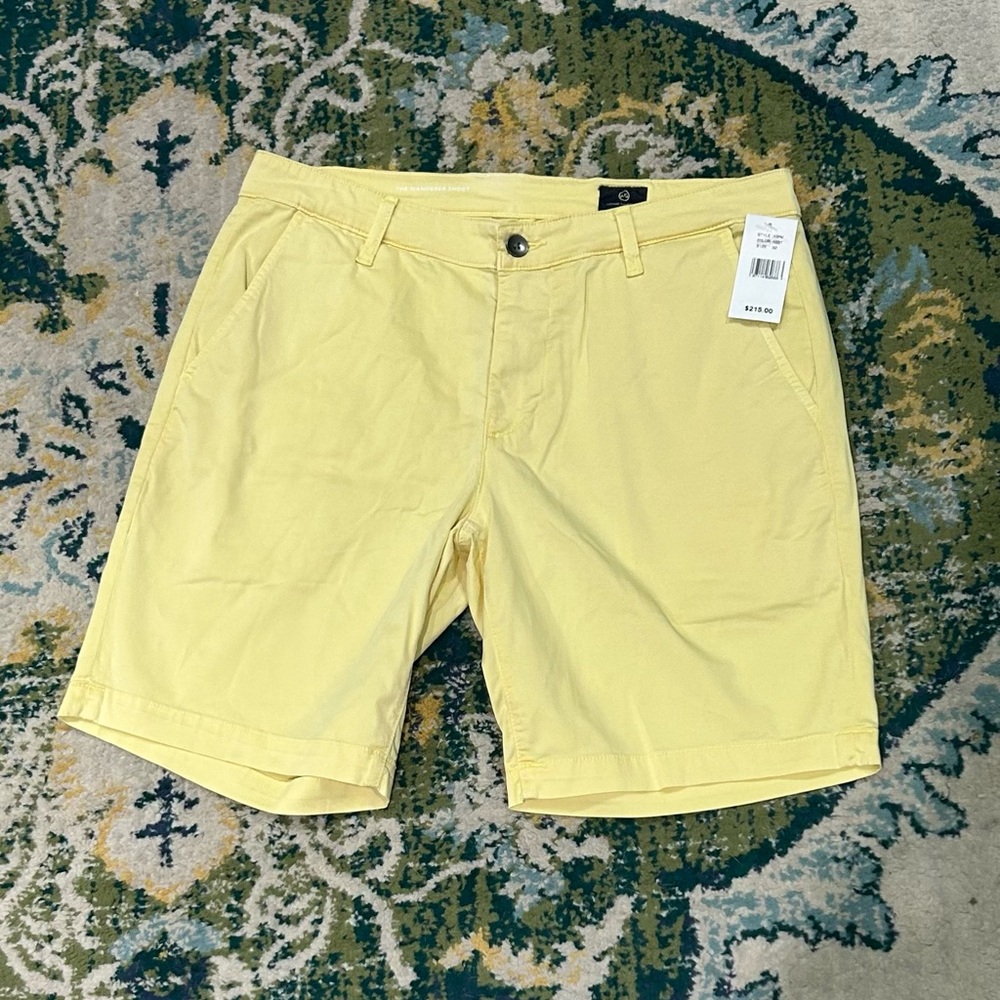 NEW $215 AG Adriano Goldschmied Yellow Mens Wanderer slim trouser short size 32
